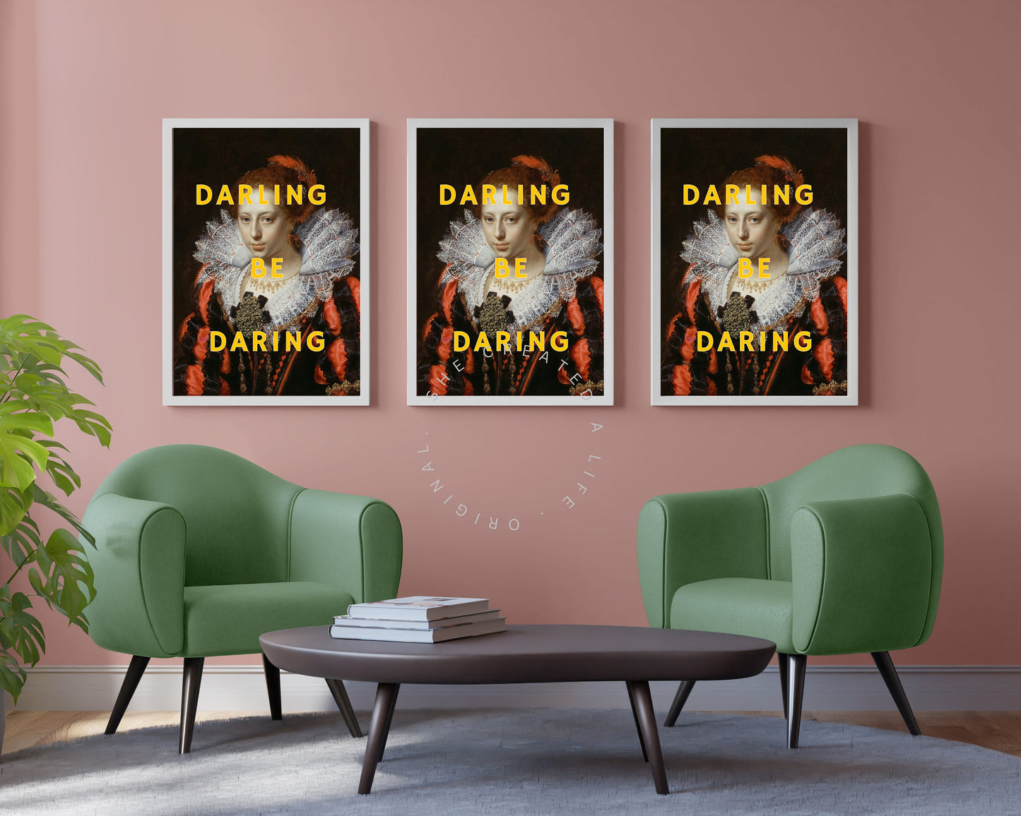 Darling Be Daring, Wood Framed Poster, Altered Art Print Portrait, Feminism Poster, Girl Power Wall Art, Feminist Empowerment, Statement Art