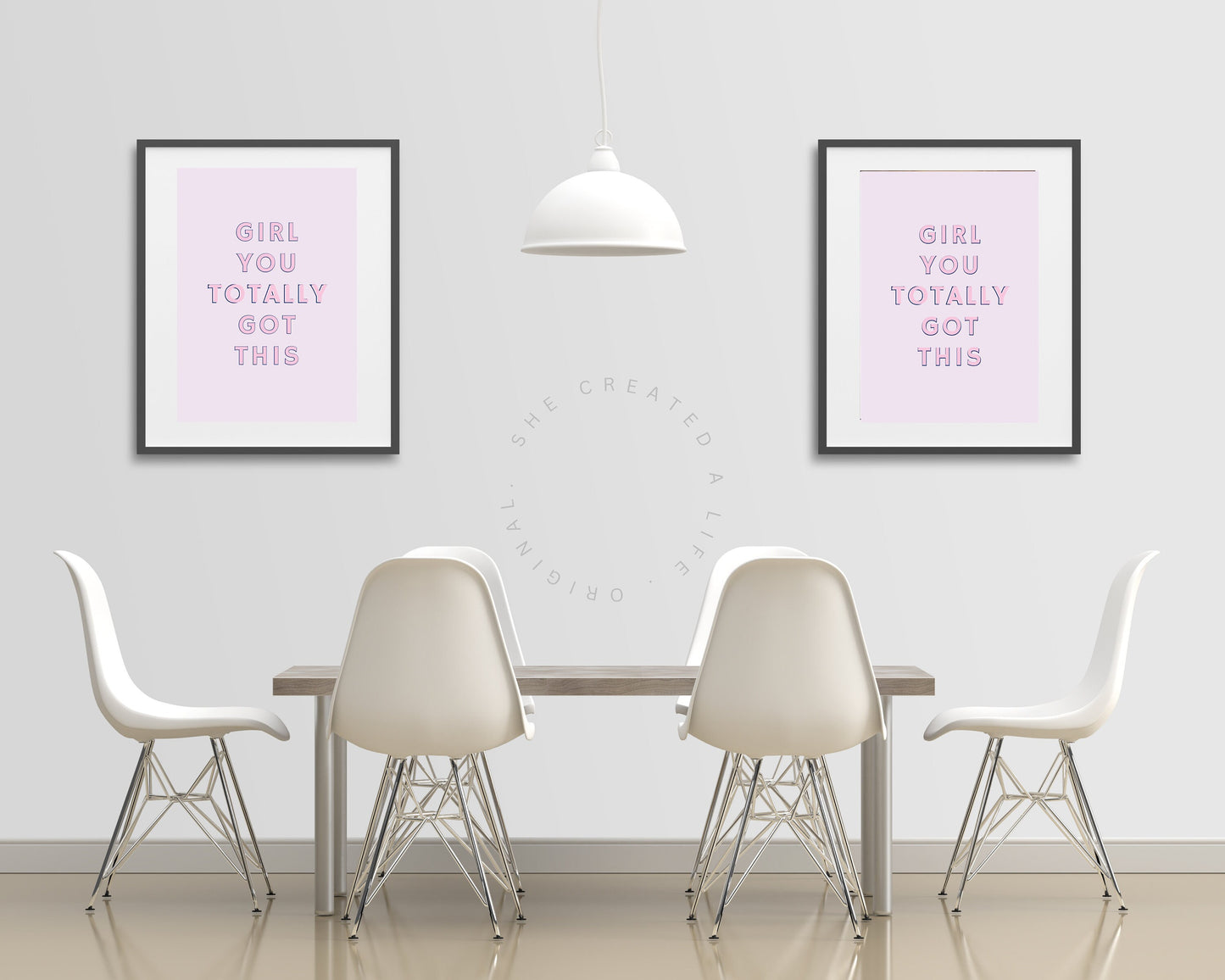 Girl You Totally Got This, Digital Art Print Poster, Feminist Girl Power Quote, Pink Typography Wall Art, Eclectic Funky  Quirky Home Decor.