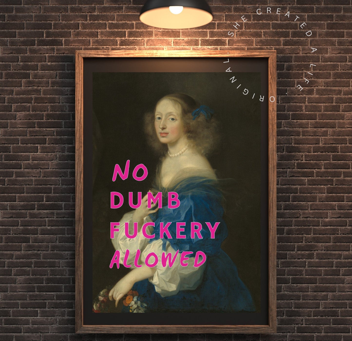 No Dumb Fuckery Allowed, Altered Art Print Poster, Dorm Room Wall Ideas, Funny Swear Words, Classic Woman Portrait, Quirky Decor, Sarcastic