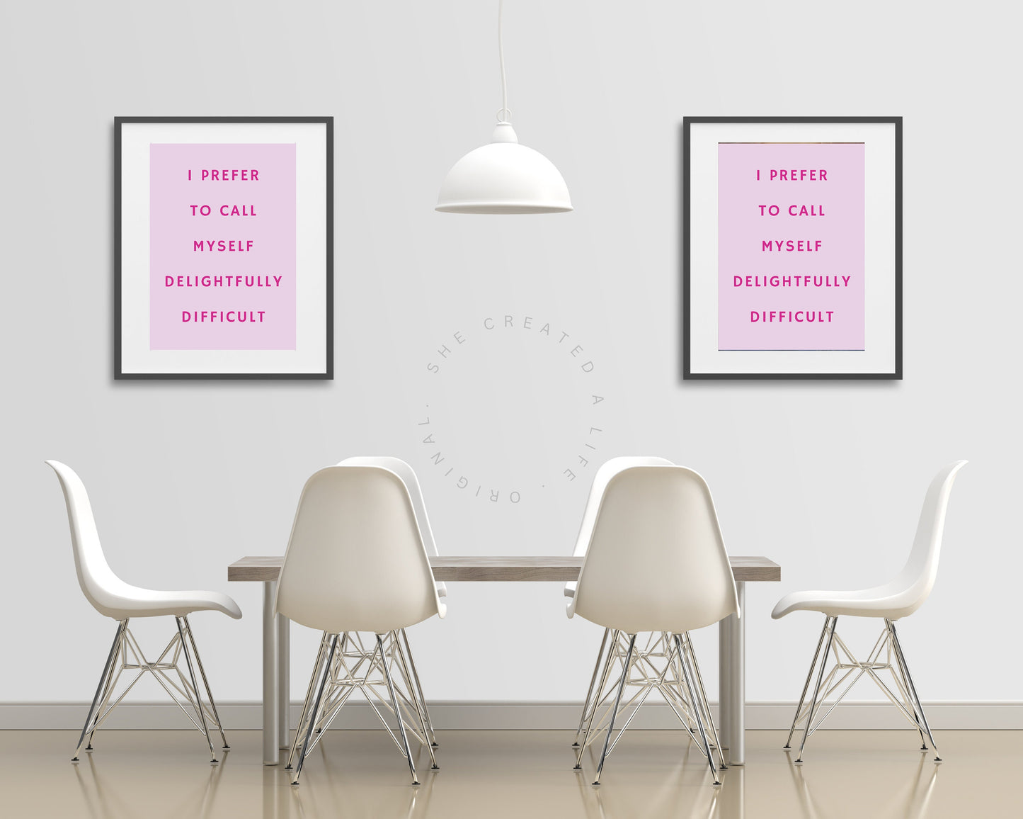 I Prefer To Call Myself Delightfully Difficult, Download, Art Print Poster, Pink Typography Wall Art, Eclectic Funky Sassy Quirky Home Decor