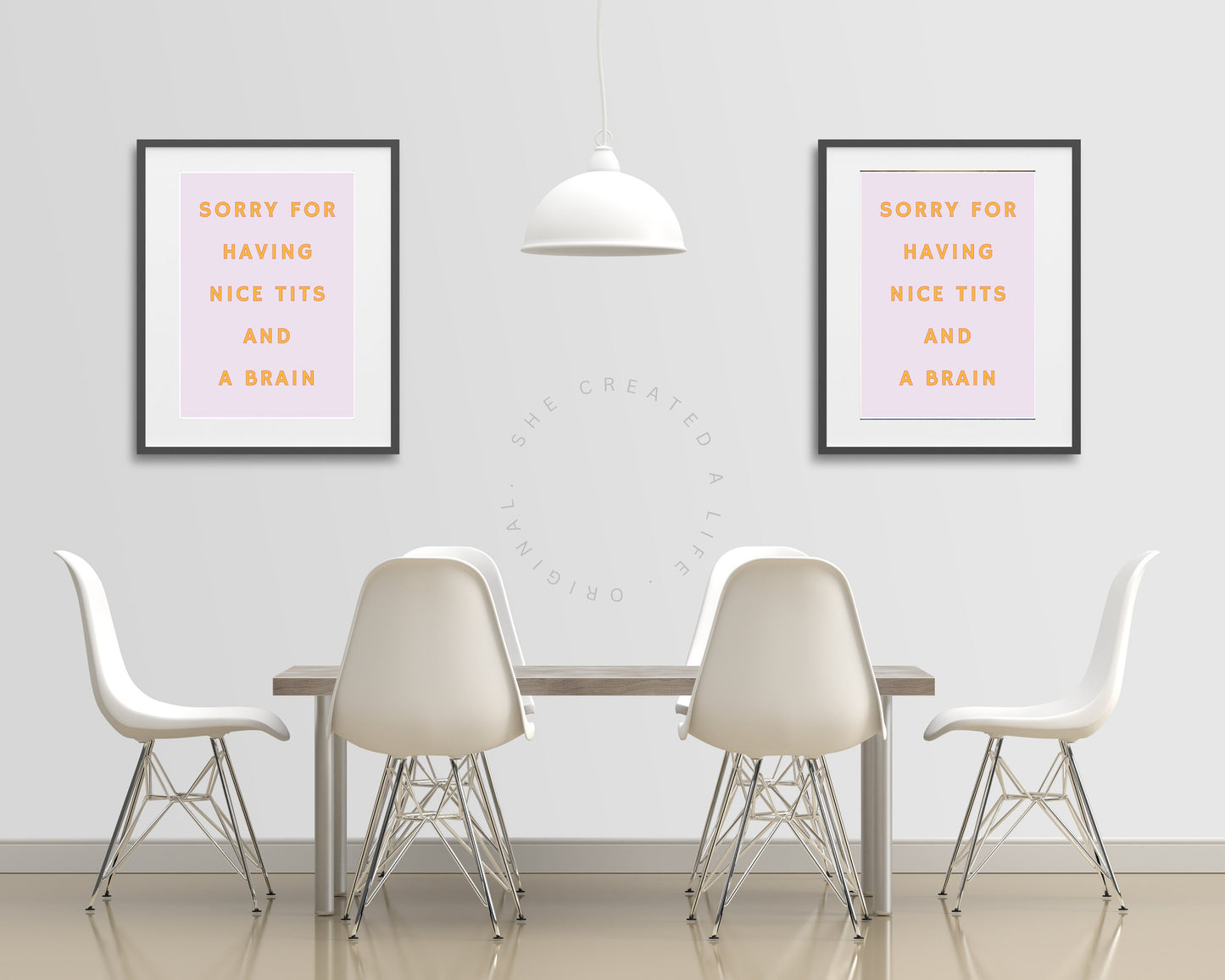 Sorry For Having Nice Tits and A Brain, Art Print Poster, Altered Art, Quirky Portrait Wall Art, Eclectic Funky Sassy Quirky Pink Home Decor