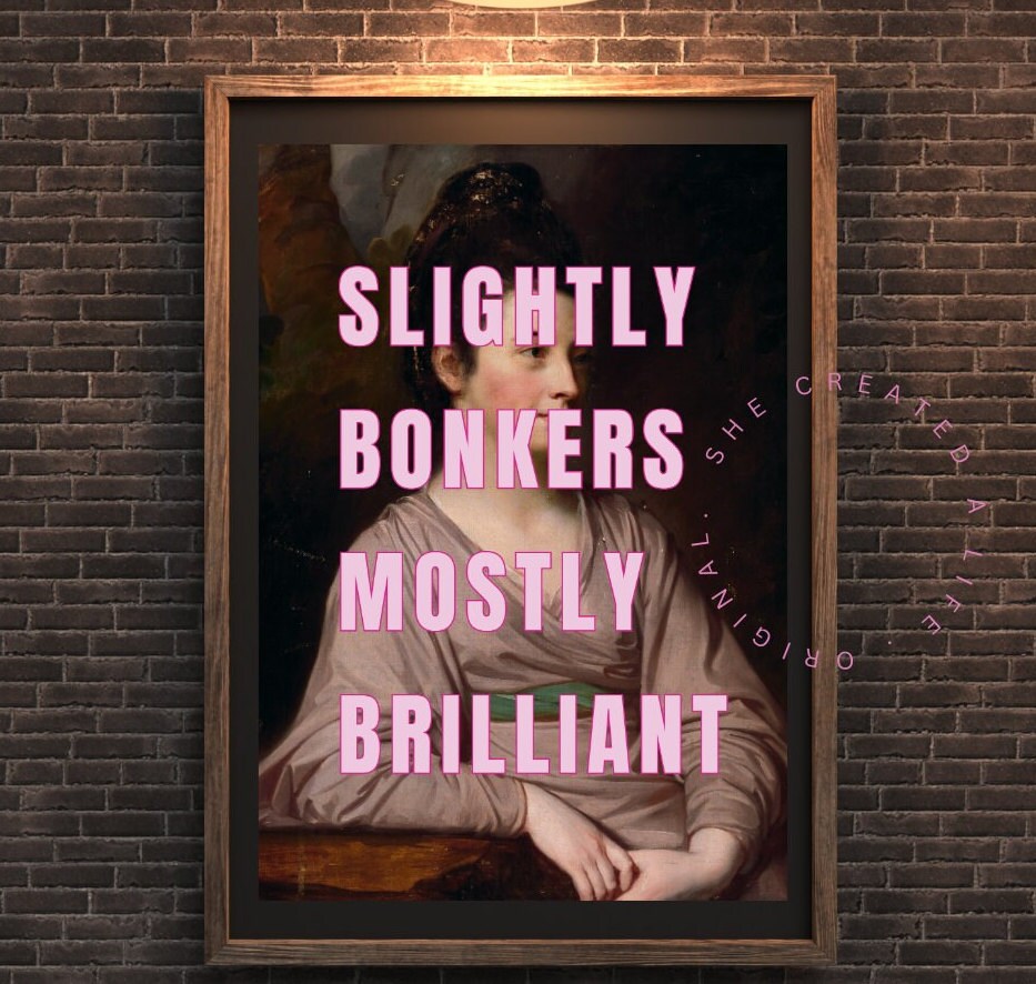 Slightly Bonkers, Humorous Print, Funny Poster, Dopamine Print, Altered Art Portrait, Eclectic Gift Idea, Funky Wall Art, Quirky Home Decor