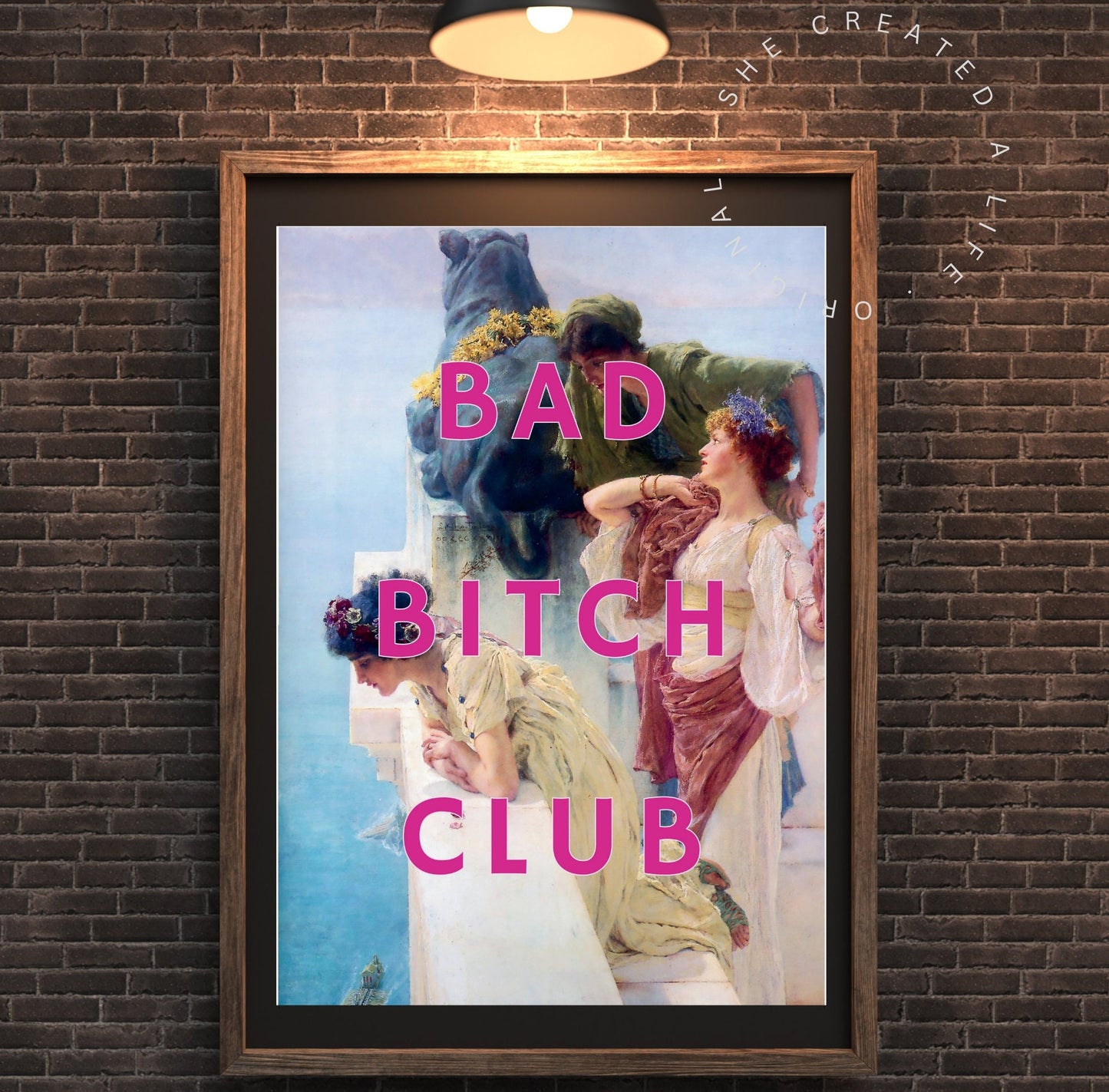 Bad Bitch Club, Altered Art Portrait, Baroque, Girl Power, Download, Print Poster, Pink Wall Art, Eclectic Funky Sassy Quirky Home Decor