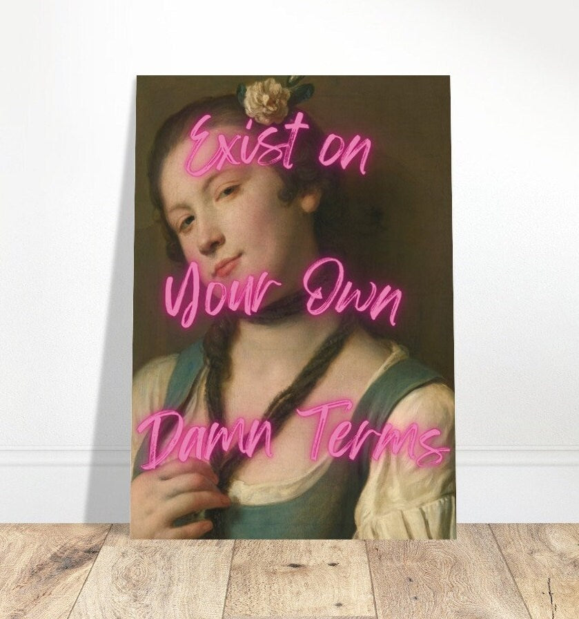 Exist, Altered Art Portrait, Feminist Print, Feminism Poster, Girl Power Wall Art, Eclectic Gift Idea, Dorm Room Ideas, Quirky Home Decor