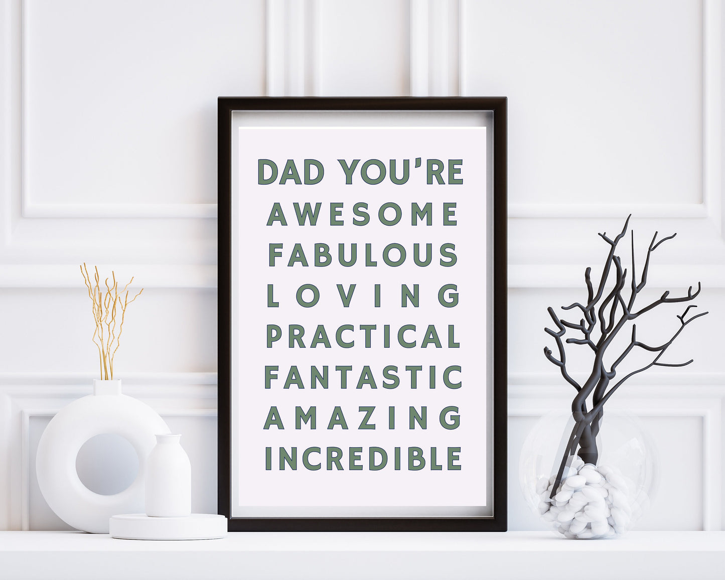 Dad You're Awesome Art Print Poster, Fathers Day, Dads Birthday, Great Dad Gift Idea, Typography Wall Art, Family Portrait Quirky Home Decor