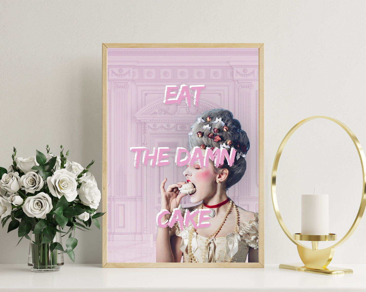 Eat The Damn Cake, Humorous Print, Funny Kitchen Poster, Pop Art Print, Kitsch Poster, Eclectic Gift Idea, Funky Wall Art, Quirky Home Decor