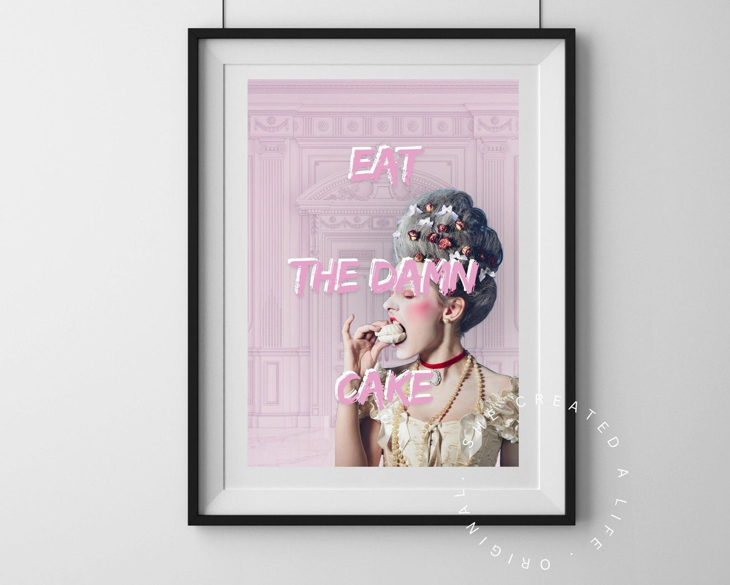 Eat The Damn Cake, Humorous Print, Funny Kitchen Poster, Pop Art Print, Kitsch Poster, Eclectic Gift Idea, Funky Wall Art, Quirky Home Decor