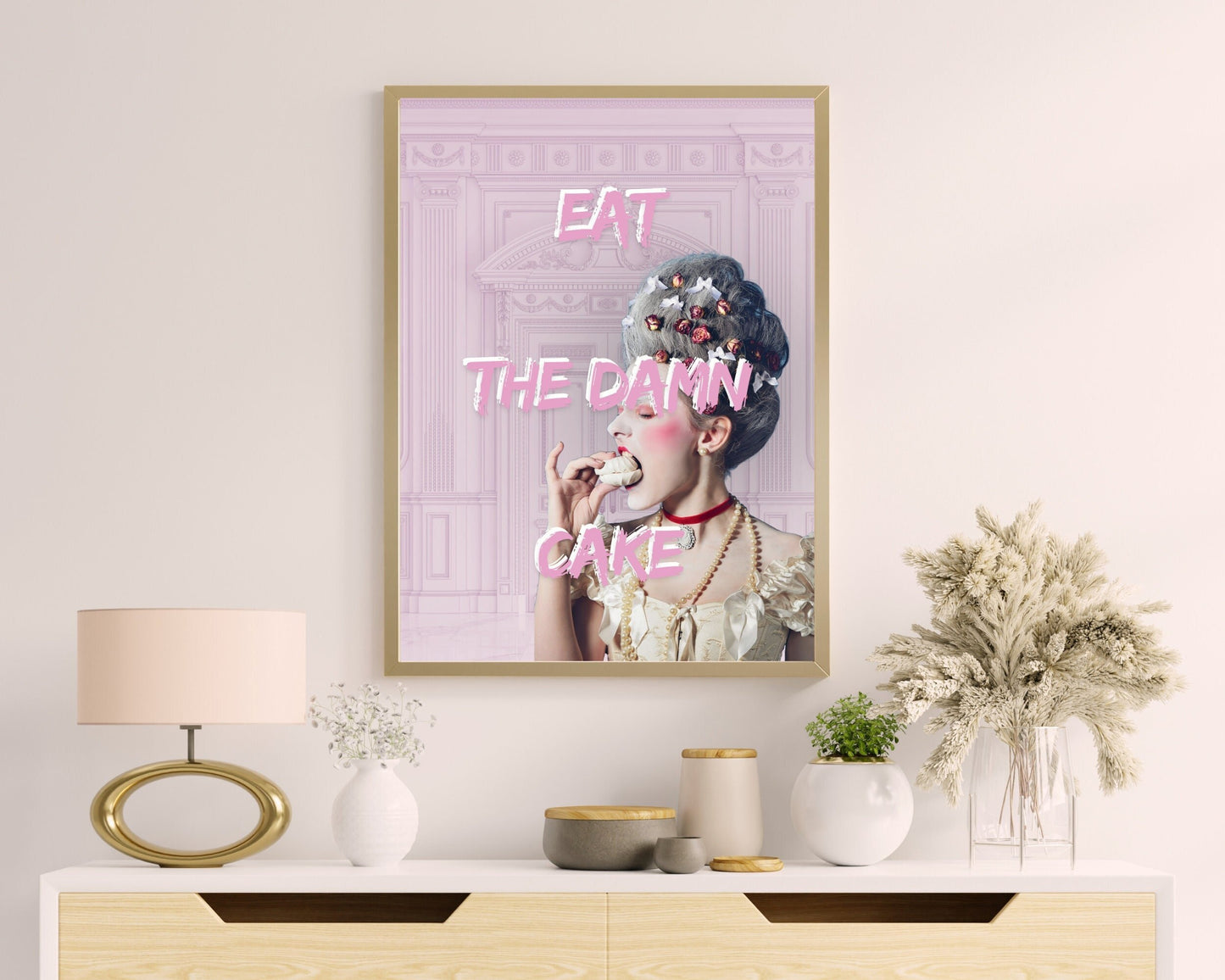 Eat The Damn Cake, Humorous Print, Funny Kitchen Poster, Pop Art Print, Kitsch Poster, Eclectic Gift Idea, Funky Wall Art, Quirky Home Decor