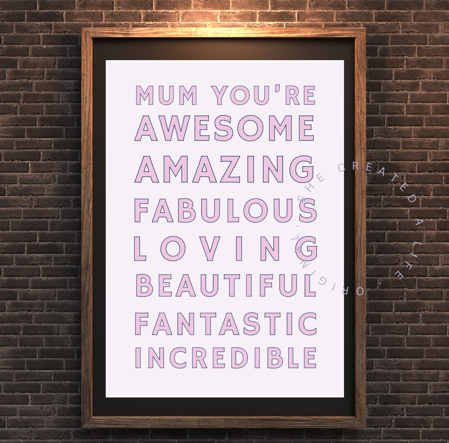 Mum You're Awesome, Download Art Print Poster, Mothers Day Gift Idea Best Mom, Pink Typography Wall Art, Eclectic Funky Quirky Home Decor