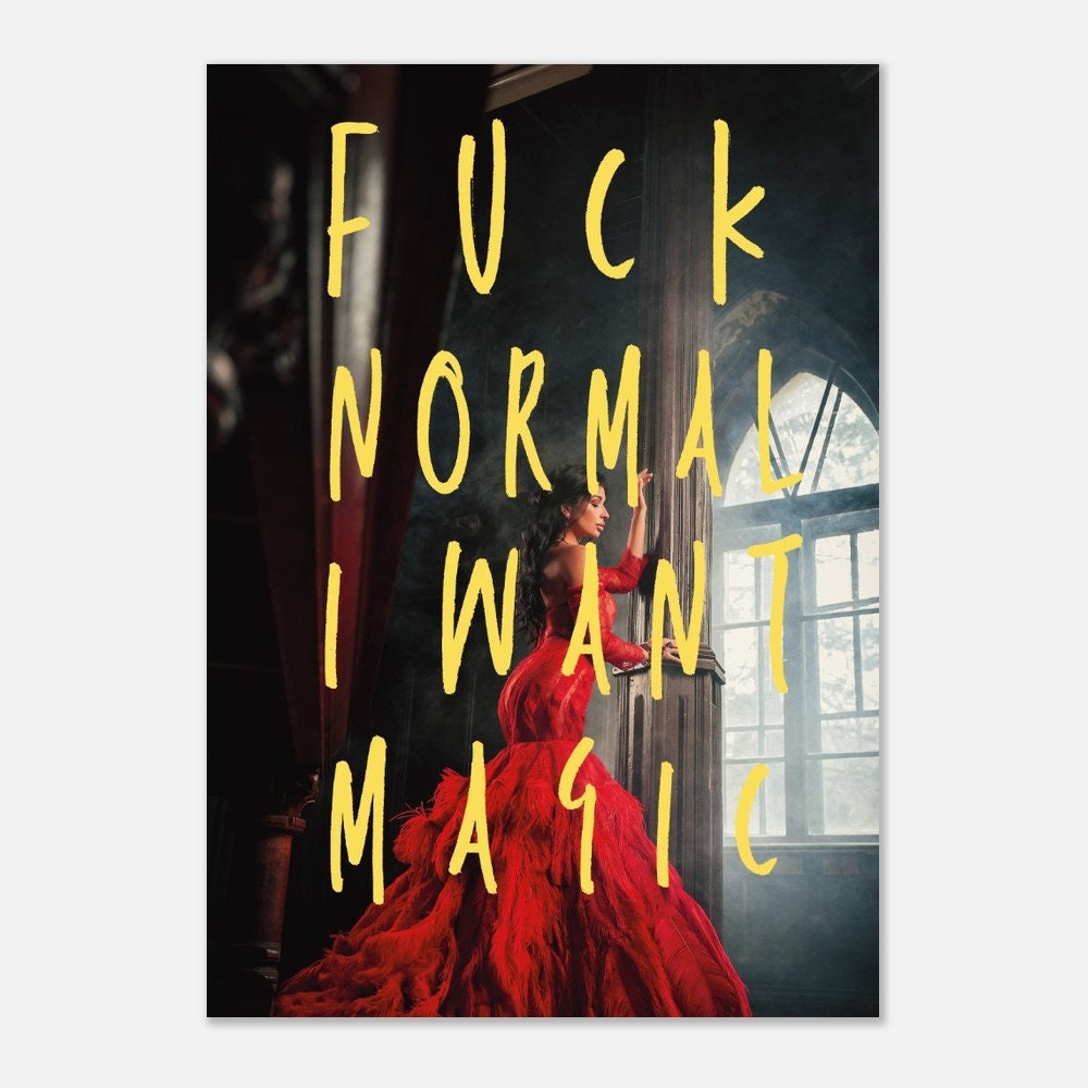 Fuck Normal, Fiery Feminist Wall Art, Female Portrait Poster, Swear Curse Word, Feminine Print, Gift Idea, Funky Wall, Quirky Home Decor