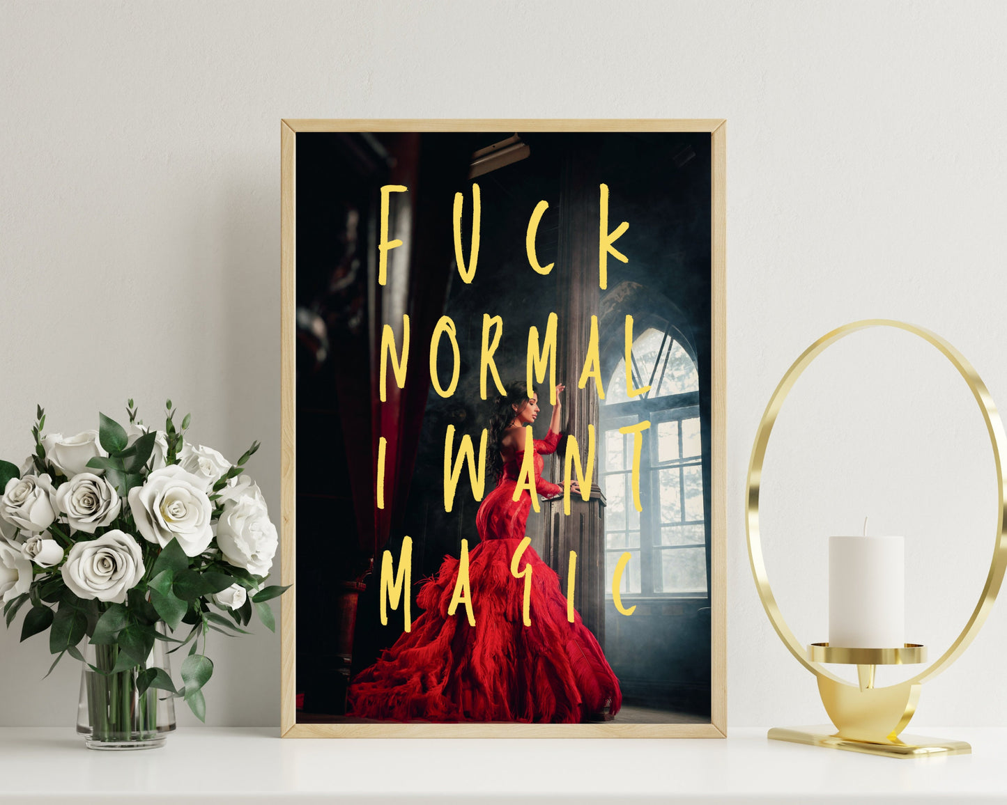Fuck Normal, Fiery Feminist Wall Art, Female Portrait Poster, Swear Curse Word, Feminine Print, Gift Idea, Funky Wall, Quirky Home Decor