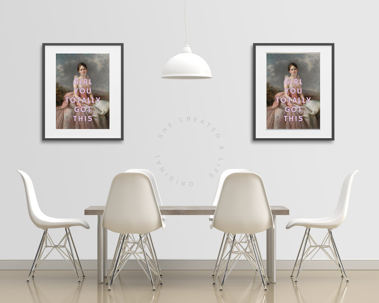 Girl You Totally Got This, Digital Altered Art Print Poster, Pink Typography Feminist Wall Art, Girl Power, Eclectic Funky Quirky Home Decor