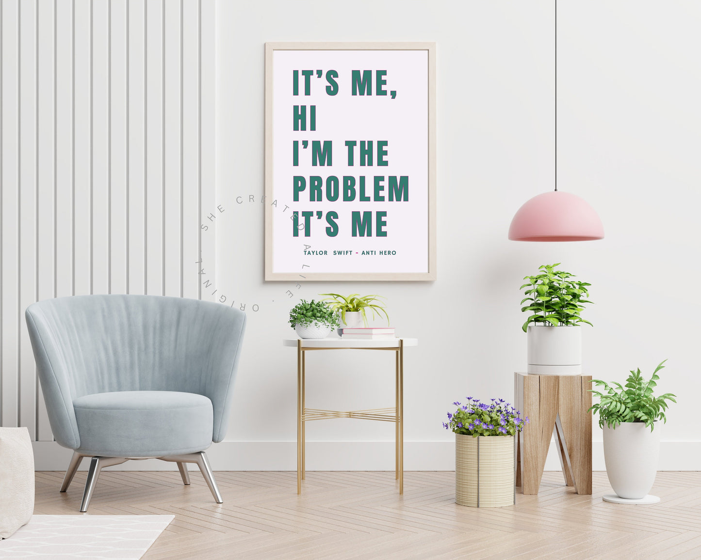 It's Me Hi I'm The Problem, Anti Hero, Art Print Poster, Taylor Swift Lyrics, Pink Typography Wall Art, Eclectic Funky Quirky Home Decor