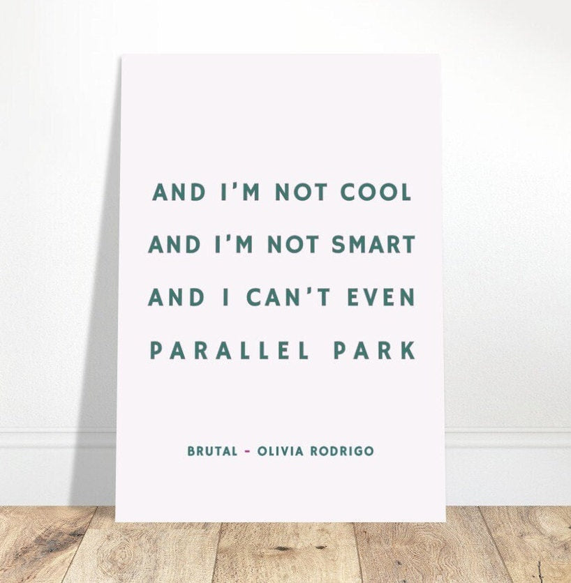 And I'm Not Cool Print/ Brutal/Olivia Rodrigo/Art Print Poster/Song Lyrics/Pop Music/Pink Typography Wall Art/Eclectic Fun Quirky Home Decor