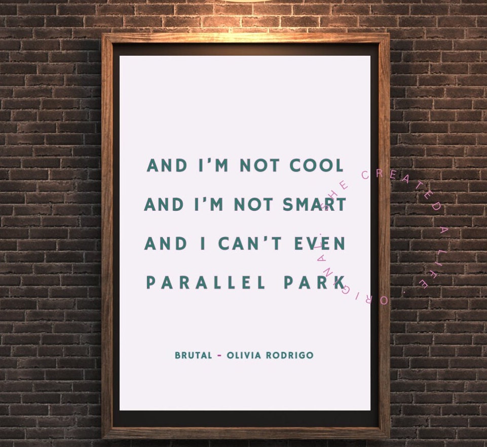 And I'm Not Cool Print/ Brutal/Olivia Rodrigo/Art Print Poster/Song Lyrics/Pop Music/Pink Typography Wall Art/Eclectic Fun Quirky Home Decor