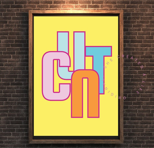 CUNT, Curse Word, Humorous Print, Funny Poster, Sweary, Rude Colorful Typograhy Print, Eclectic Gift Idea, Funky Wall Art, Quirky Home Decor