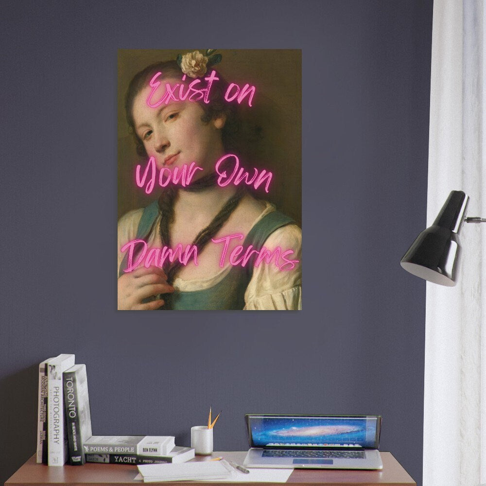 Exist, Altered Art Portrait, Feminist Print, Feminism Poster, Girl Power Wall Art, Eclectic Gift Idea, Dorm Room Ideas, Quirky Home Decor