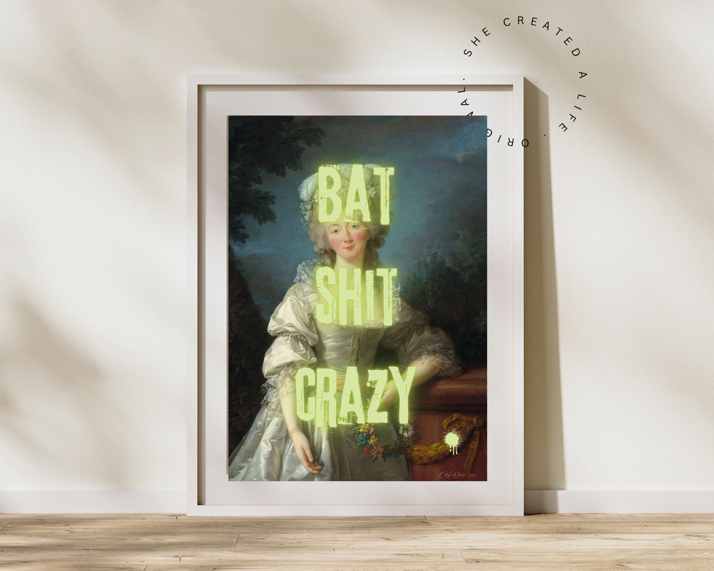 Bat Shit Crazy, Humorous Print, Swear Word Poster, Altered Art, Funny Portrait, Print, Eclectic Gift Idea, Funky Wall Art, Quirky Home Decor
