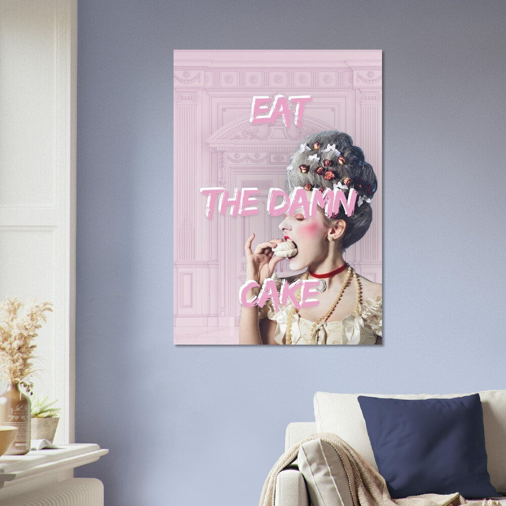 Eat The Damn Cake, Humorous Print, Funny Kitchen Poster, Pop Art Print, Kitsch Poster, Eclectic Gift Idea, Funky Wall Art, Quirky Home Decor