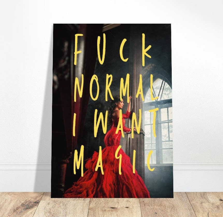 Fuck Normal, Fiery Feminist Wall Art, Female Portrait Poster, Swear Curse Word, Feminine Print, Gift Idea, Funky Wall, Quirky Home Decor