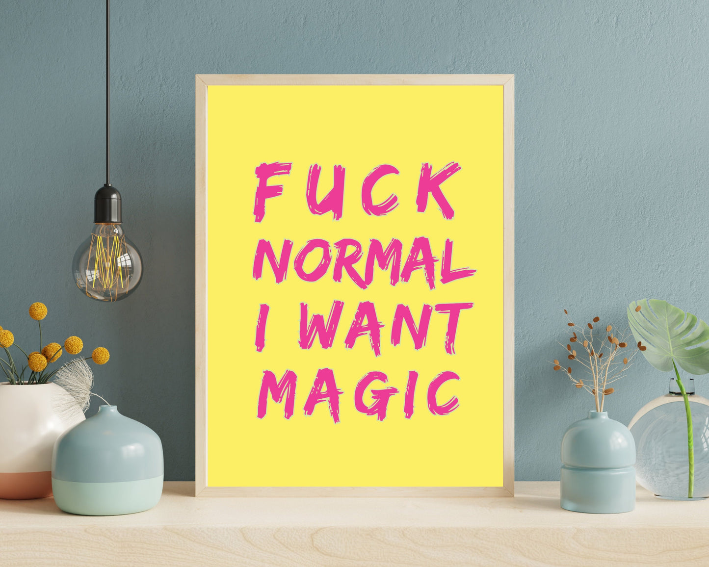 Fuck Normal, Humorous Print, Funny Poster, Swear Curse Word, Girl Power Print, Eclectic Gift Idea, Funky Dorm Wall Art, Quirky Home Decor
