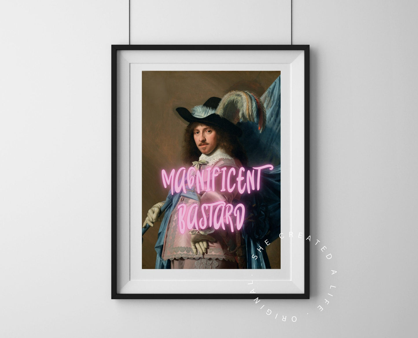 Magnificent Bastard, Altered Art Portrait, Humorous Print, Funny Poster, Swear Curse Word, Bar Cart Gift, Funky Wall Art, Quirky Home Decor