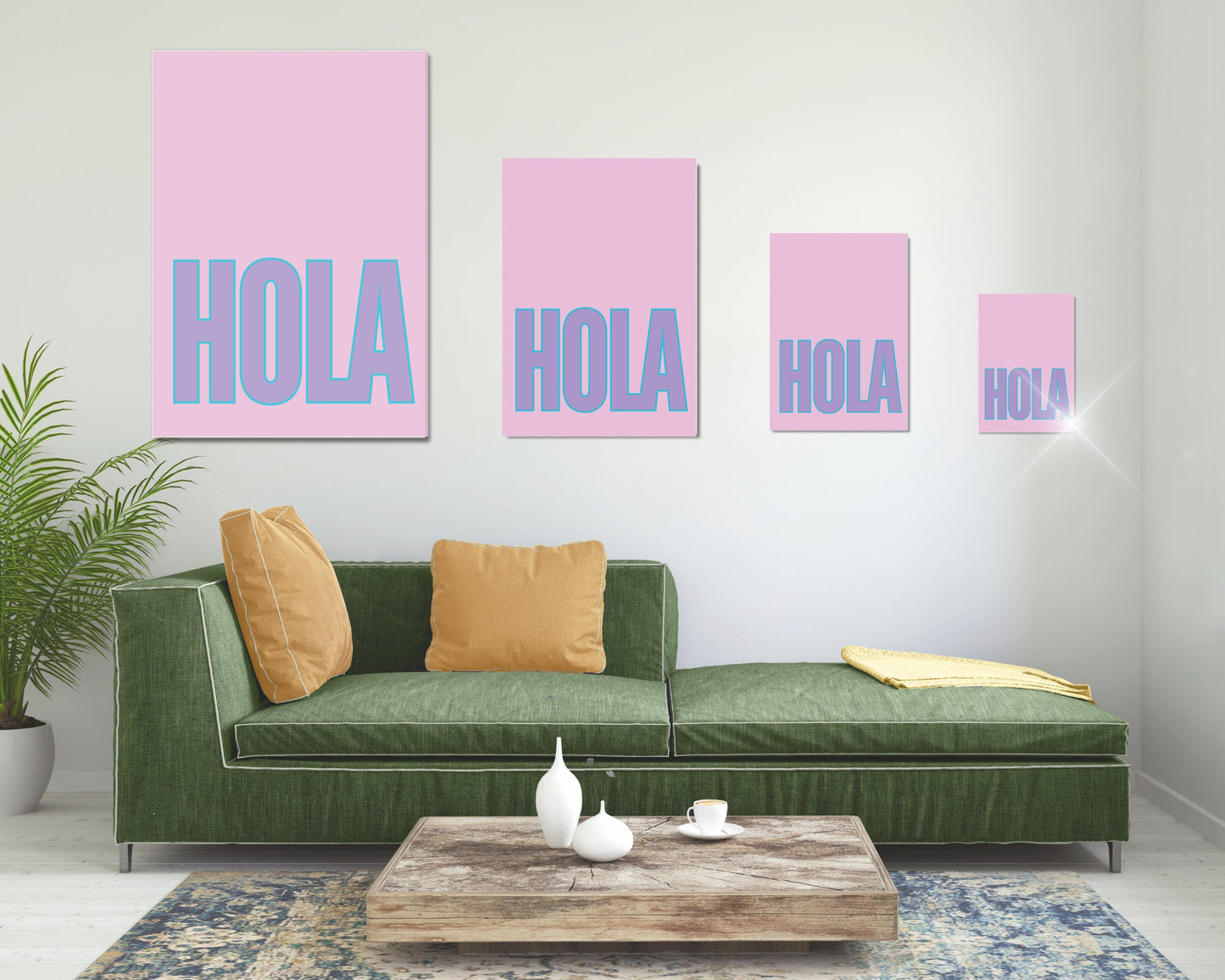 Hola Wall Art Print, Hello Poster, Tropical Colour, Travel Print Poster , New Home Gift, Welcome, Greeting